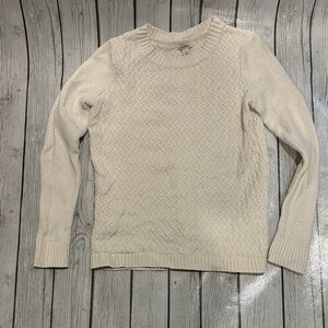 L.L. Bean Women's Cream Crew Neck Sweater cotton knit preppy